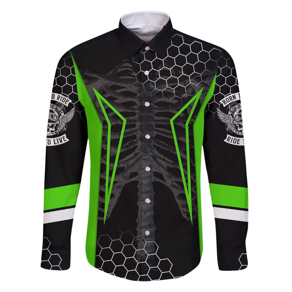 Personalized Skeleton Racing Family Matching Long Sleeve Bodycon Dress and Hawaiian Shirt Cool Bone Motorcycle Motocross Off-Road Riders Racewear - Wonder Print Shop