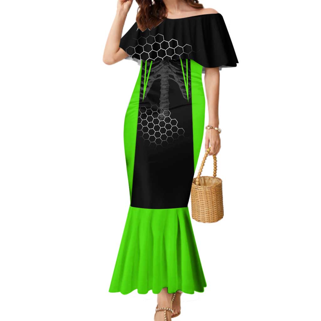 Personalized Skeleton Racing Family Matching Mermaid Dress and Hawaiian Shirt Cool Bone Motorcycle Motocross Off-Road Riders Racewear - Wonder Print Shop