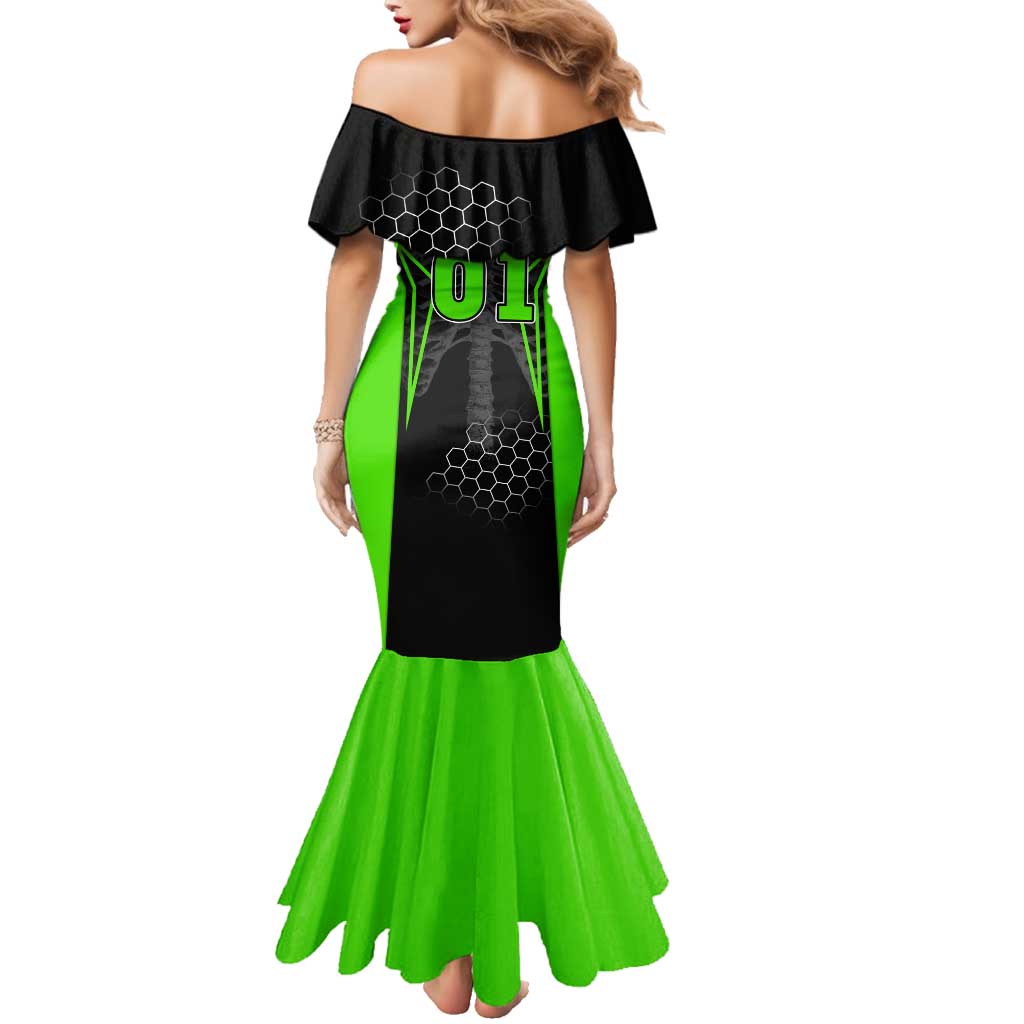 Personalized Skeleton Racing Family Matching Mermaid Dress and Hawaiian Shirt Cool Bone Motorcycle Motocross Off-Road Riders Racewear - Wonder Print Shop