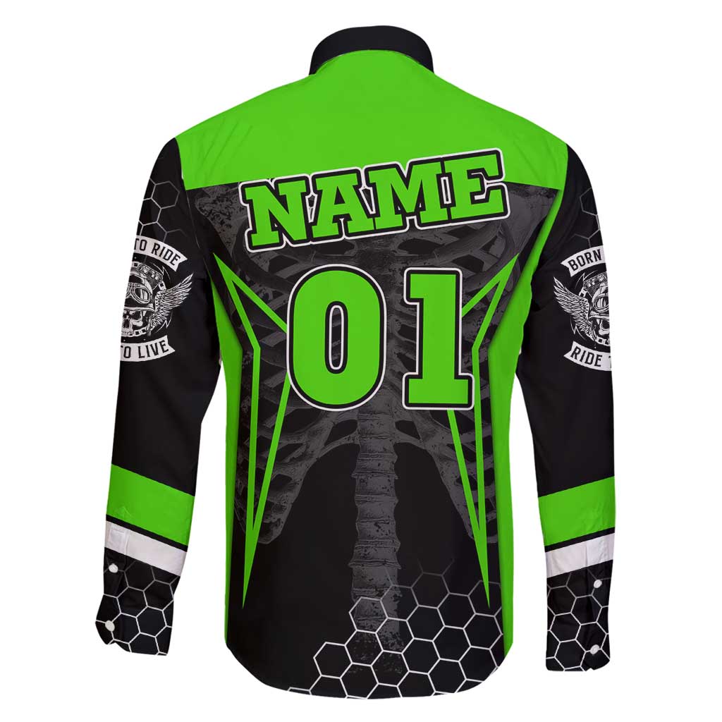 Personalized Skeleton Racing Family Matching Off Shoulder Maxi Dress and Hawaiian Shirt Cool Bone Motorcycle Motocross Off-Road Riders Racewear - Wonder Print Shop