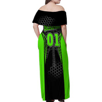 Personalized Skeleton Racing Family Matching Off Shoulder Maxi Dress and Hawaiian Shirt Cool Bone Motorcycle Motocross Off-Road Riders Racewear - Wonder Print Shop