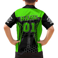 Personalized Skeleton Racing Family Matching Off Shoulder Short Dress and Hawaiian Shirt Cool Bone Motorcycle Motocross Off-Road Riders Racewear - Wonder Print Shop