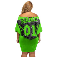 Personalized Skeleton Racing Family Matching Off Shoulder Short Dress and Hawaiian Shirt Cool Bone Motorcycle Motocross Off-Road Riders Racewear - Wonder Print Shop