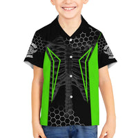 Personalized Skeleton Racing Family Matching Off Shoulder Short Dress and Hawaiian Shirt Cool Bone Motorcycle Motocross Off-Road Riders Racewear - Wonder Print Shop