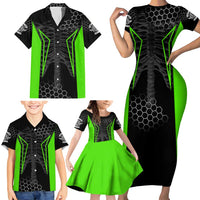 Personalized Skeleton Racing Family Matching Short Sleeve Bodycon Dress and Hawaiian Shirt Cool Bone Motorcycle Motocross Off-Road Riders Racewear - Wonder Print Shop