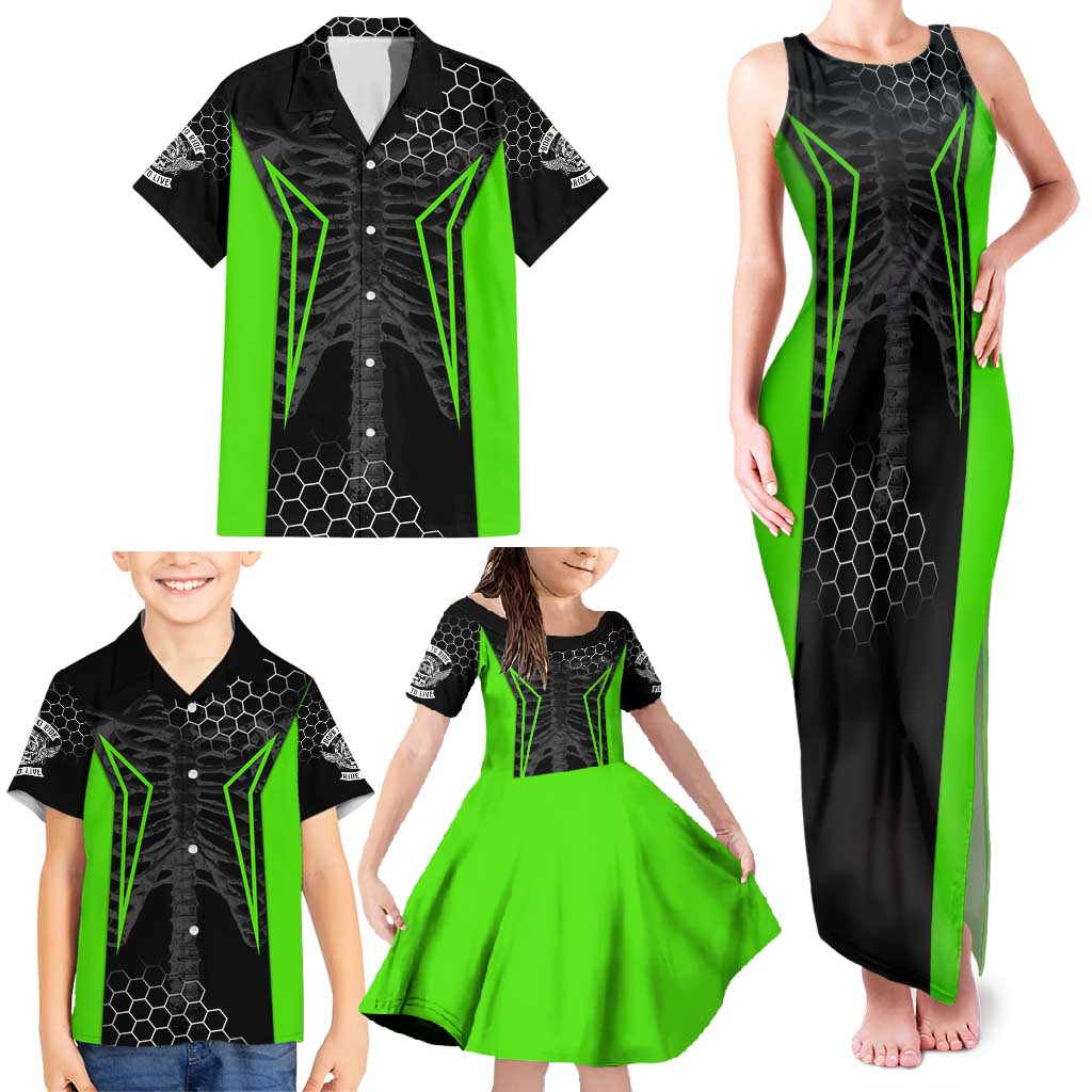 Personalized Skeleton Racing Family Matching Tank Maxi Dress and Hawaiian Shirt Cool Bone Motorcycle Motocross Off-Road Riders Racewear - Wonder Print Shop