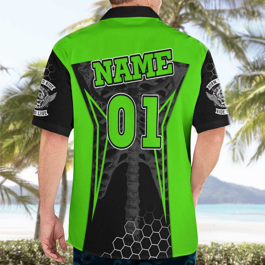 Personalized Skeleton Racing Hawaiian Shirt Cool Bone Motorcycle Motocross Off-Road Riders Racewear - Wonder Print Shop