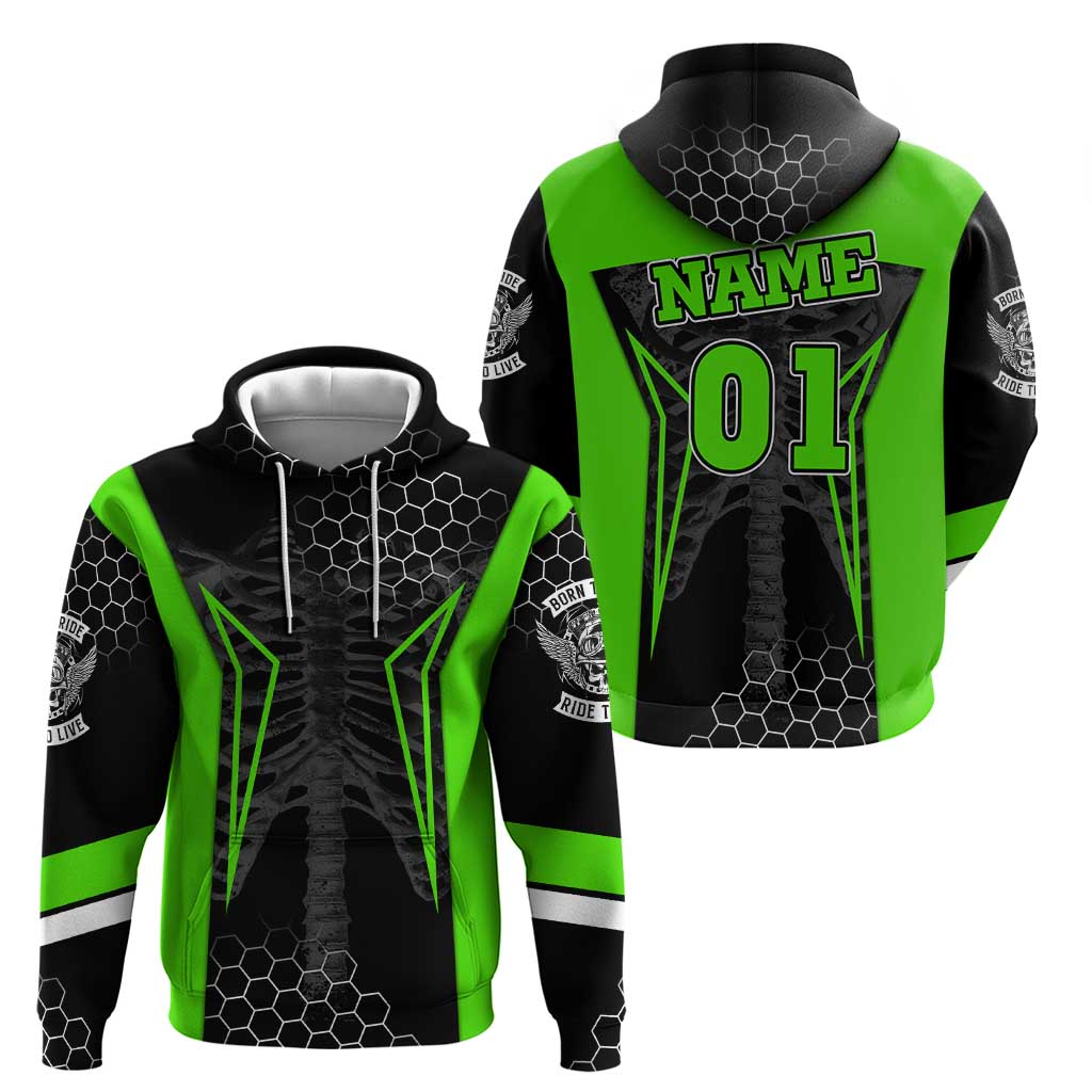Personalized Skeleton Racing Hoodie Cool Bone Motorcycle Motocross Off-Road Riders Racewear - Wonder Print Shop