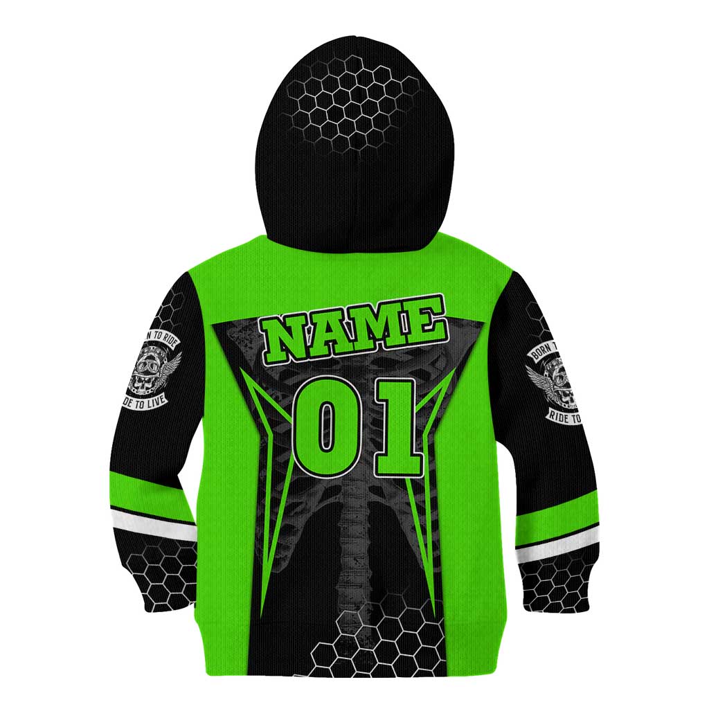 Personalized Skeleton Racing Kid Hoodie Cool Bone Motorcycle Motocross Off-Road Riders Racewear - Wonder Print Shop
