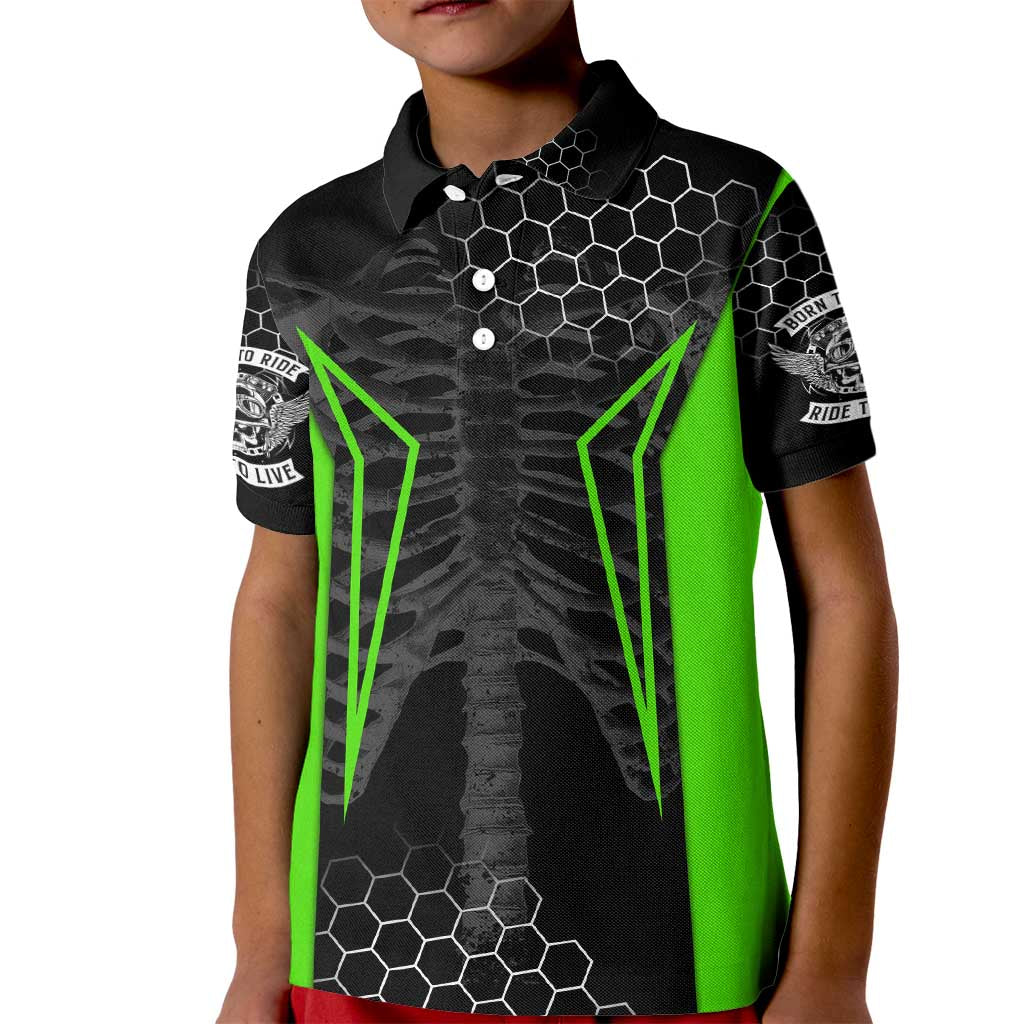 Personalized Skeleton Racing Kid Polo Shirt Cool Bone Motorcycle Motocross Off-Road Riders Racewear - Wonder Print Shop