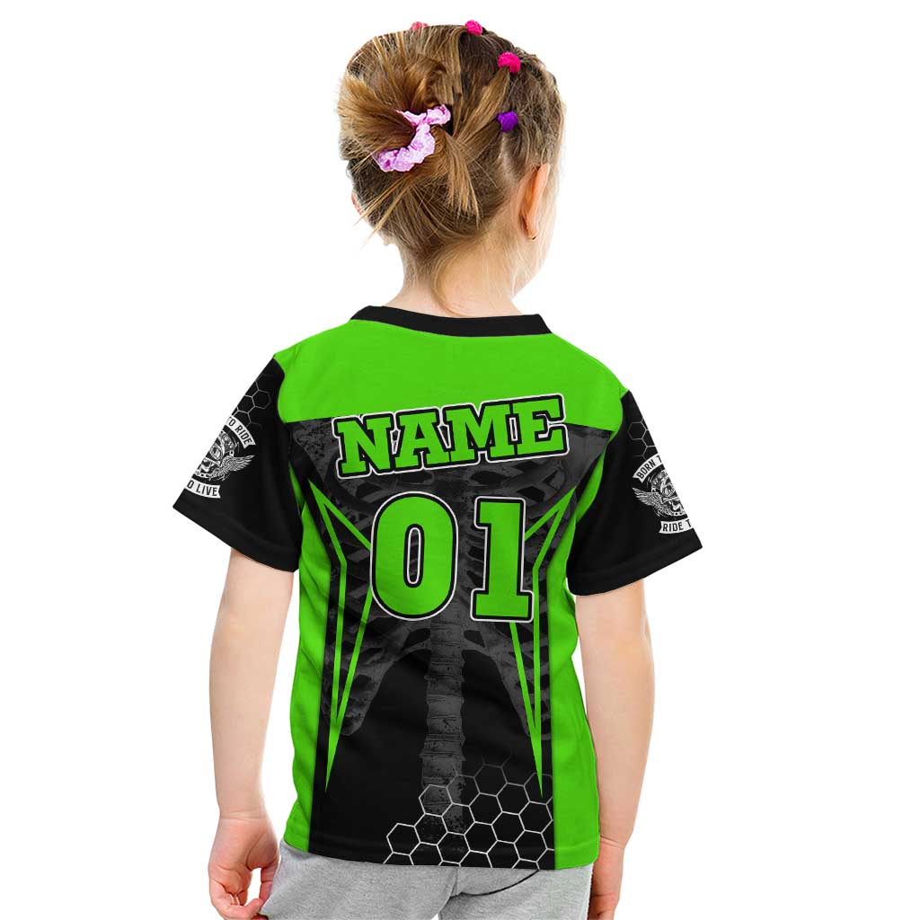 Personalized Skeleton Racing Kid T Shirt Cool Bone Motorcycle Motocross Off-Road Riders Racewear - Wonder Print Shop