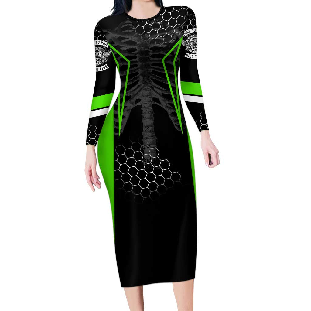 Personalized Skeleton Racing Long Sleeve Bodycon Dress Cool Bone Motorcycle Motocross Off-Road Riders Racewear - Wonder Print Shop