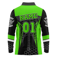 Personalized Skeleton Racing Long Sleeve Polo Shirt Cool Bone Motorcycle Motocross Off-Road Riders Racewear - Wonder Print Shop