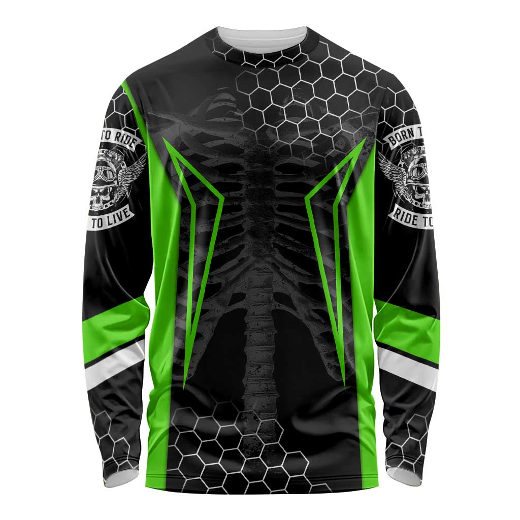 Personalized Skeleton Racing Long Sleeve Shirt Cool Bone Motorcycle Motocross Off-Road Riders Racewear - Wonder Print Shop