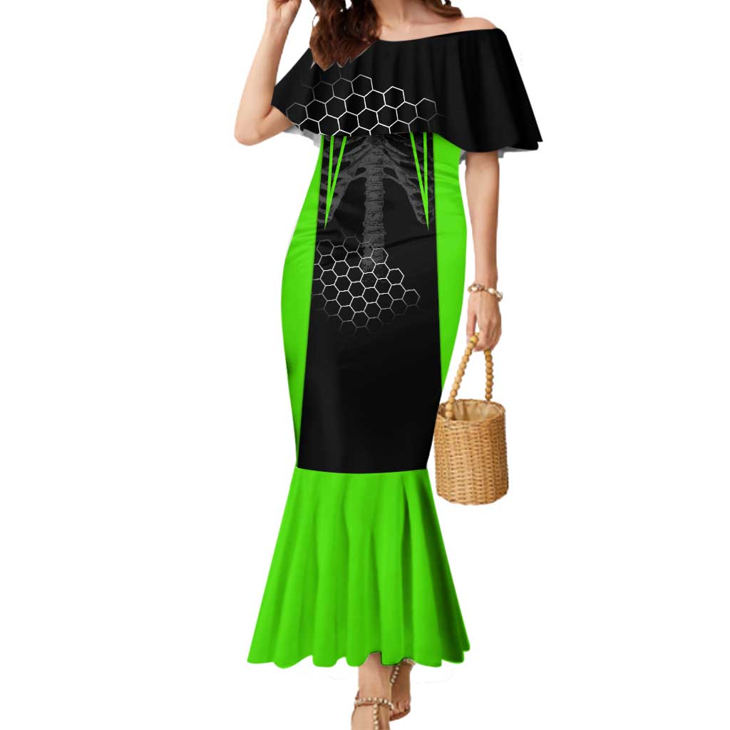 Personalized Skeleton Racing Mermaid Dress Cool Bone Motorcycle Motocross Off-Road Riders Racewear - Wonder Print Shop