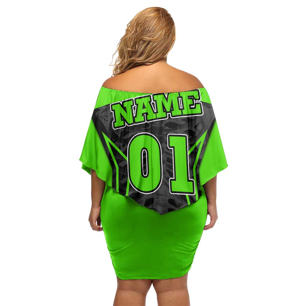 Personalized Skeleton Racing Off Shoulder Short Dress Cool Bone Motorcycle Motocross Off-Road Riders Racewear - Wonder Print Shop