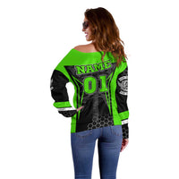 Personalized Skeleton Racing Off Shoulder Sweater Cool Bone Motorcycle Motocross Off-Road Riders Racewear - Wonder Print Shop