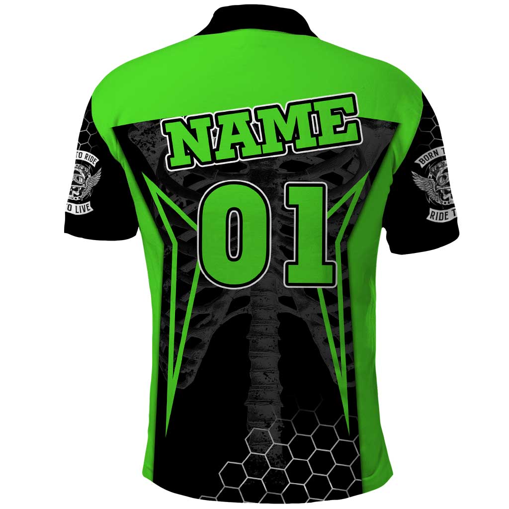 Personalized Skeleton Racing Polo Shirt Cool Bone Motorcycle Motocross Off-Road Riders Racewear - Wonder Print Shop