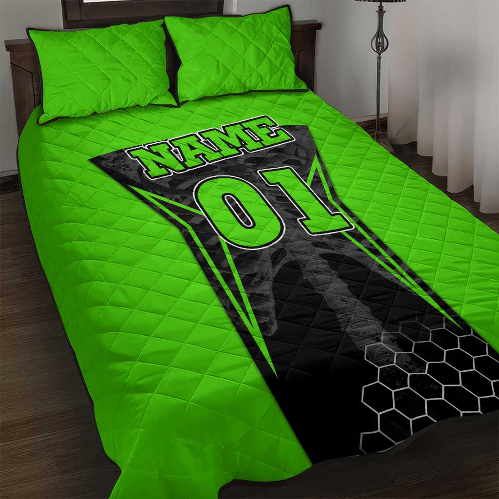 Personalized Skeleton Racing Quilt Bed Set Cool Bone Motorcycle Motocross Off-Road Riders Racewear - Wonder Print Shop
