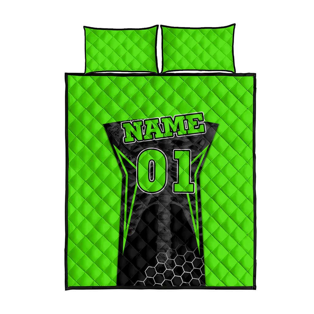 Personalized Skeleton Racing Quilt Bed Set Cool Bone Motorcycle Motocross Off-Road Riders Racewear - Wonder Print Shop