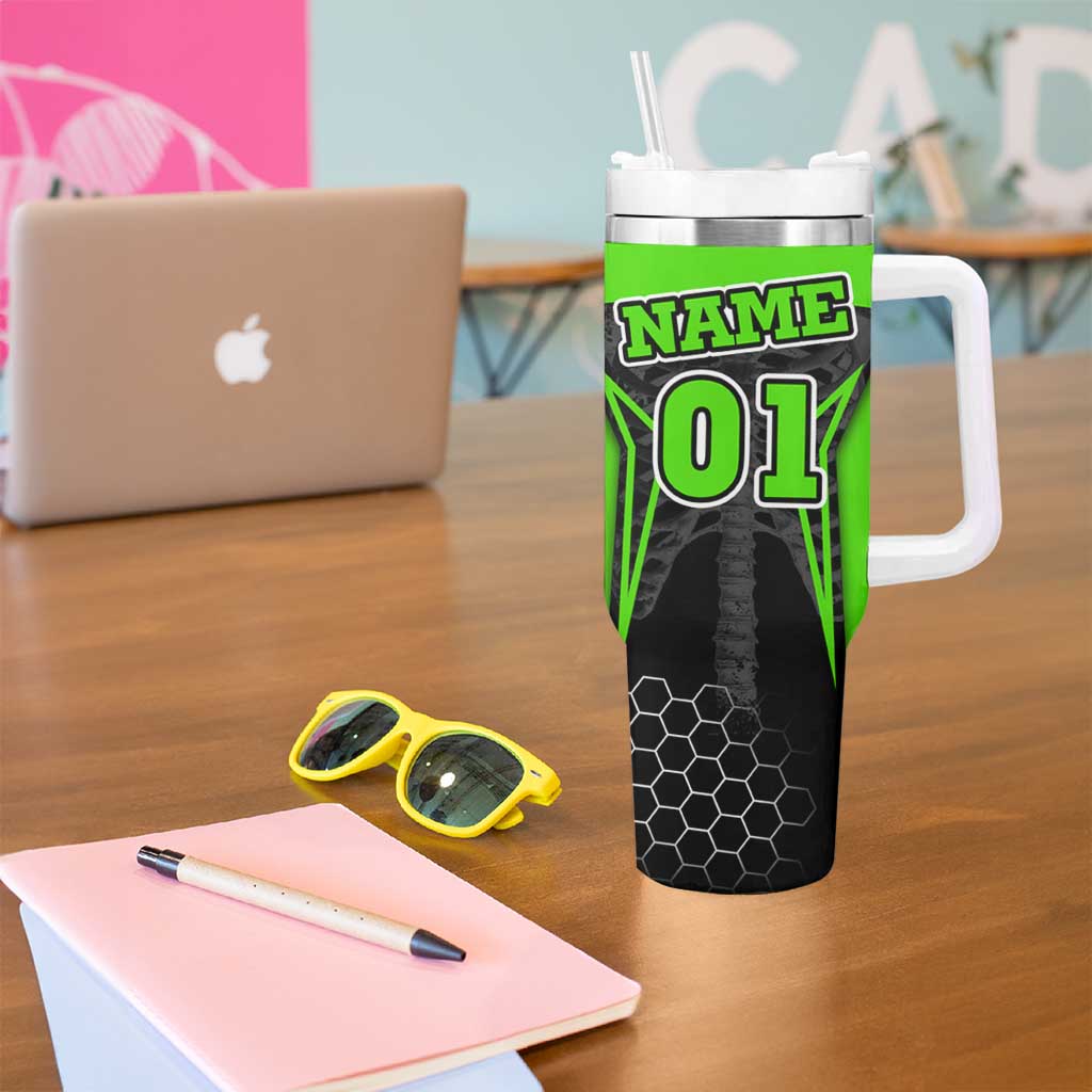 Personalized Skeleton Racing Tumbler With Handle Cool Bone Motorcycle Motocross Off-Road Riders Racewear - Wonder Print Shop