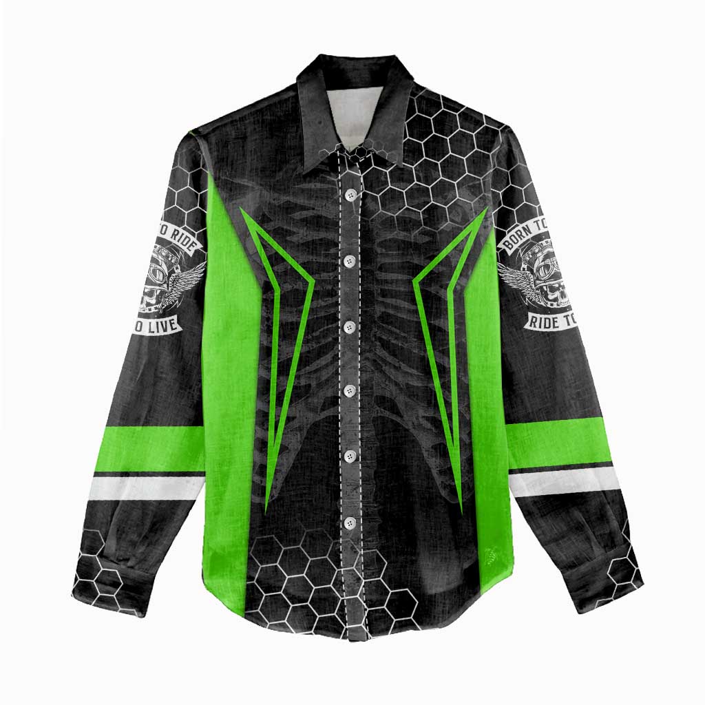 Personalized Skeleton Racing Women Casual Shirt Cool Bone Motorcycle Motocross Off-Road Riders Racewear - Wonder Print Shop