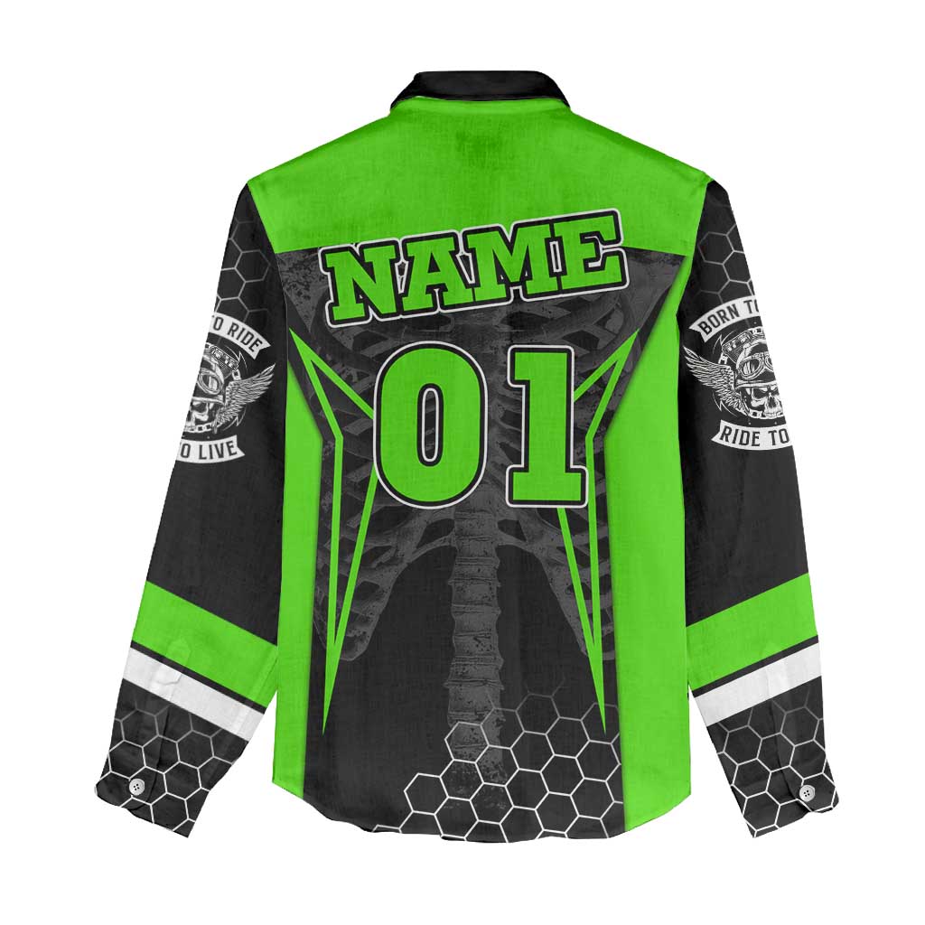 Personalized Skeleton Racing Women Casual Shirt Cool Bone Motorcycle Motocross Off-Road Riders Racewear - Wonder Print Shop