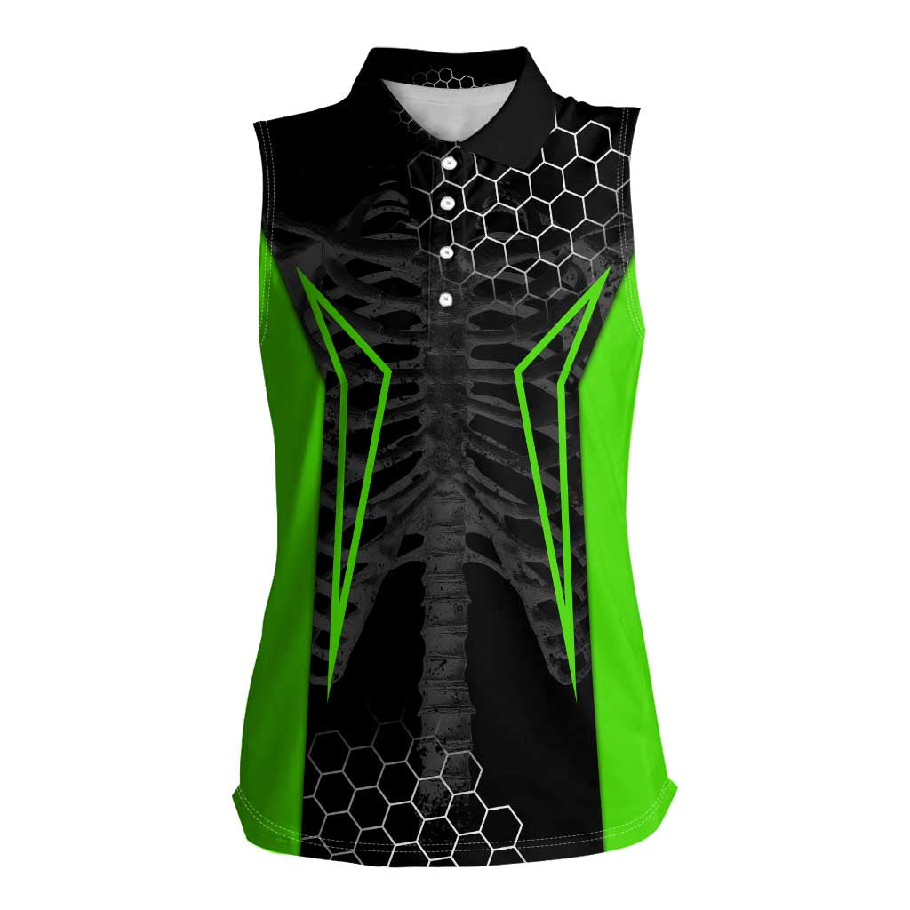 Personalized Skeleton Racing Women Sleeveless Polo Shirt Cool Bone Motorcycle Motocross Off-Road Riders Racewear - Wonder Print Shop