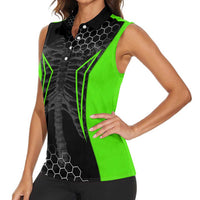Personalized Skeleton Racing Women Sleeveless Polo Shirt Cool Bone Motorcycle Motocross Off-Road Riders Racewear - Wonder Print Shop