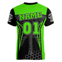 Personalized Skeleton Racing Women V-Neck T-Shirt Cool Bone Motorcycle Motocross Off-Road Riders Racewear - Wonder Print Shop