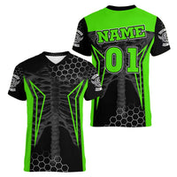 Personalized Skeleton Racing Women V-Neck T-Shirt Cool Bone Motorcycle Motocross Off-Road Riders Racewear - Wonder Print Shop