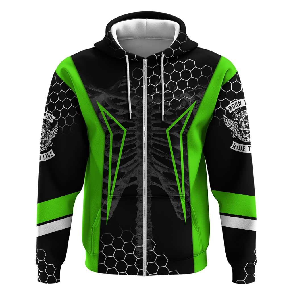 Personalized Skeleton Racing Zip Hoodie Cool Bone Motorcycle Motocross Off-Road Riders Racewear - Wonder Print Shop