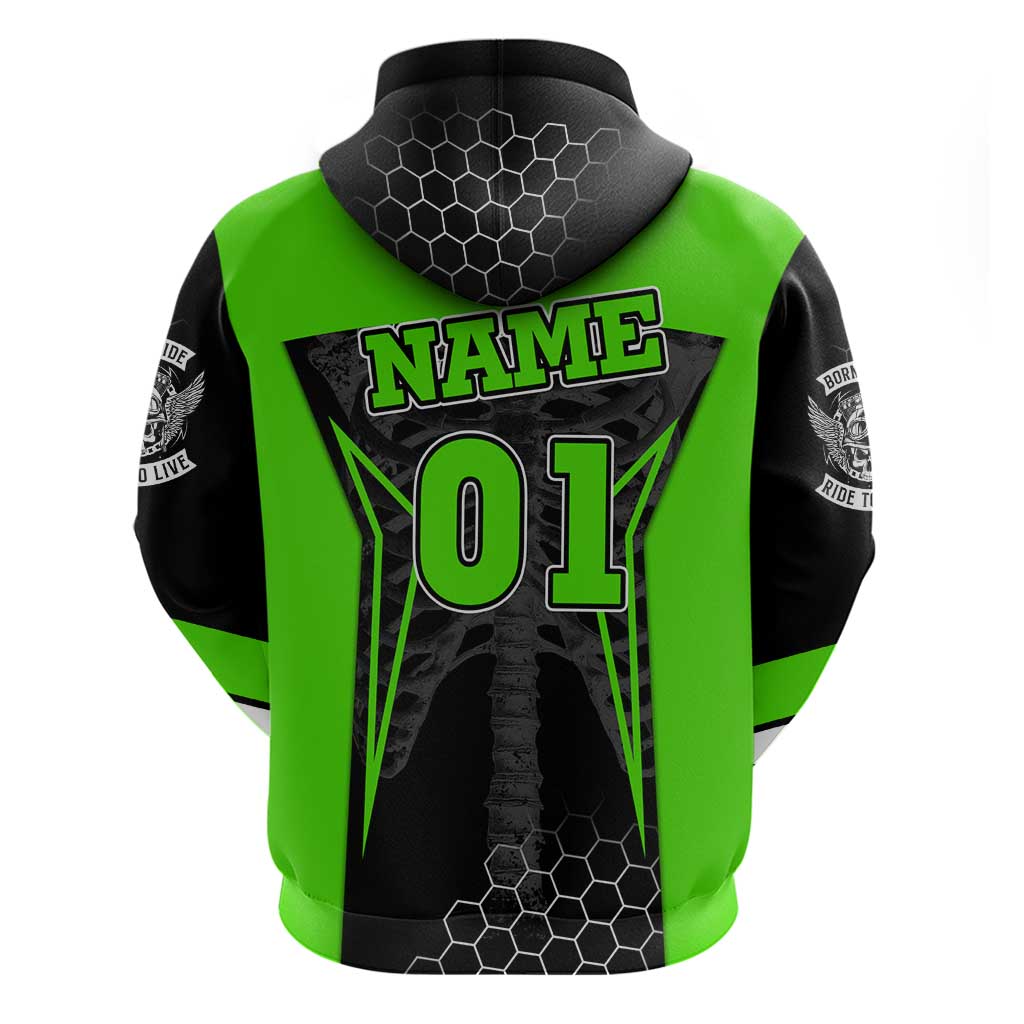 Personalized Skeleton Racing Zip Hoodie Cool Bone Motorcycle Motocross Off-Road Riders Racewear - Wonder Print Shop