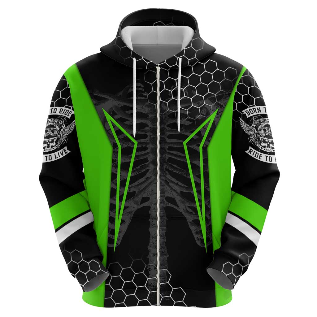 Personalized Skeleton Racing Zip Hoodie Cool Bone Motorcycle Motocross Off-Road Riders Racewear - Wonder Print Shop