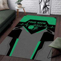 Personalized Bowling Heartbeat Team Area Rug For Bowlers Green and Gray - Wonder Print Shop