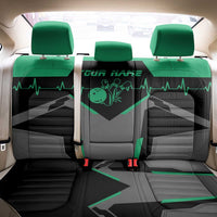 Personalized Bowling Heartbeat Team Back Car Seat Cover For Bowlers Green and Gray - Wonder Print Shop