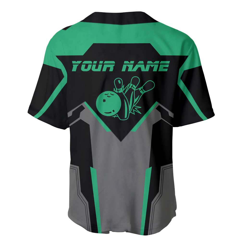 Personalized Bowling Heartbeat Team Baseball Jersey For Bowlers Green and Gray - Wonder Print Shop