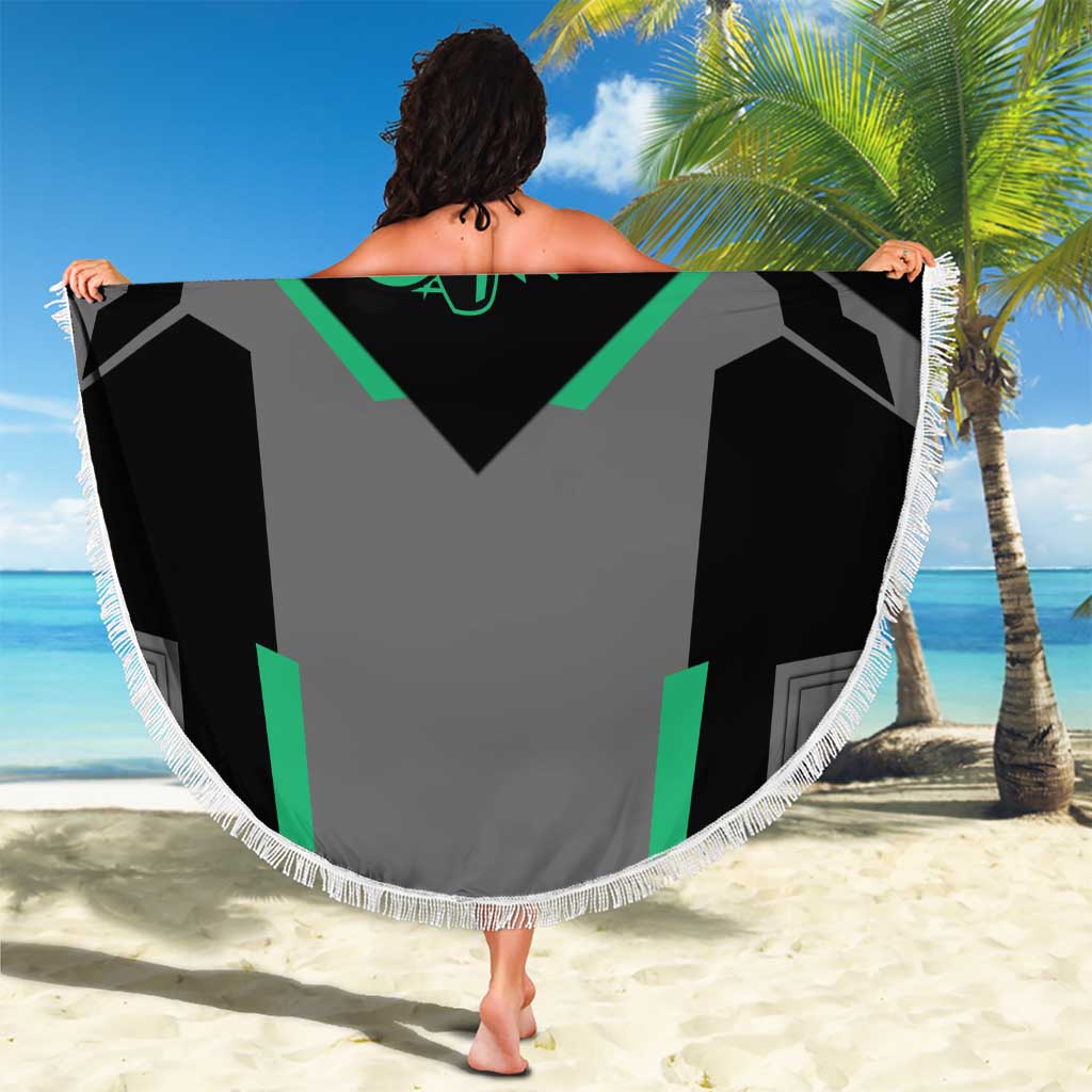 Personalized Bowling Heartbeat Team Beach Blanket For Bowlers Green and Gray - Wonder Print Shop