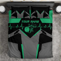 Personalized Bowling Heartbeat Team Bedding Set For Bowlers Green and Gray - Wonder Print Shop