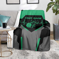 Personalized Bowling Heartbeat Team Blanket For Bowlers Green and Gray - Wonder Print Shop