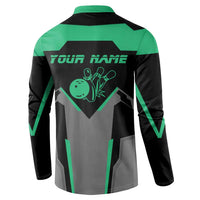 Personalized Bowling Heartbeat Team Button Sweatshirt For Bowlers Green and Gray - Wonder Print Shop