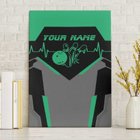Personalized Bowling Heartbeat Team Canvas Wall Art For Bowlers Green and Gray - Wonder Print Shop