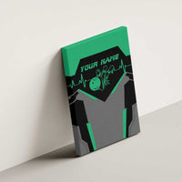 Personalized Bowling Heartbeat Team Canvas Wall Art For Bowlers Green and Gray - Wonder Print Shop