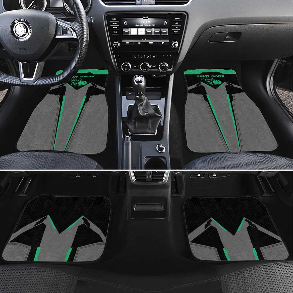 Personalized Bowling Heartbeat Team Car Mats For Bowlers Green and Gray - Wonder Print Shop