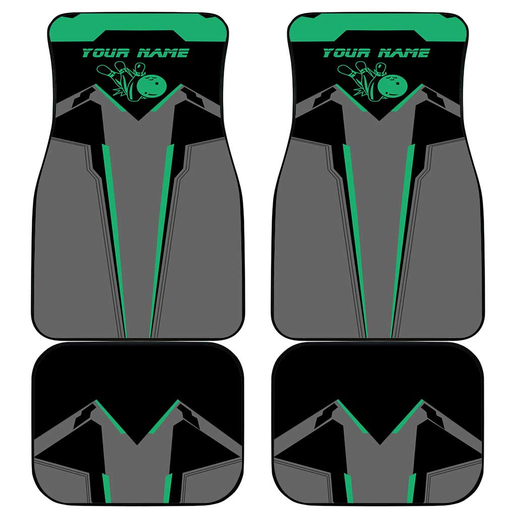 Personalized Bowling Heartbeat Team Car Mats For Bowlers Green and Gray - Wonder Print Shop