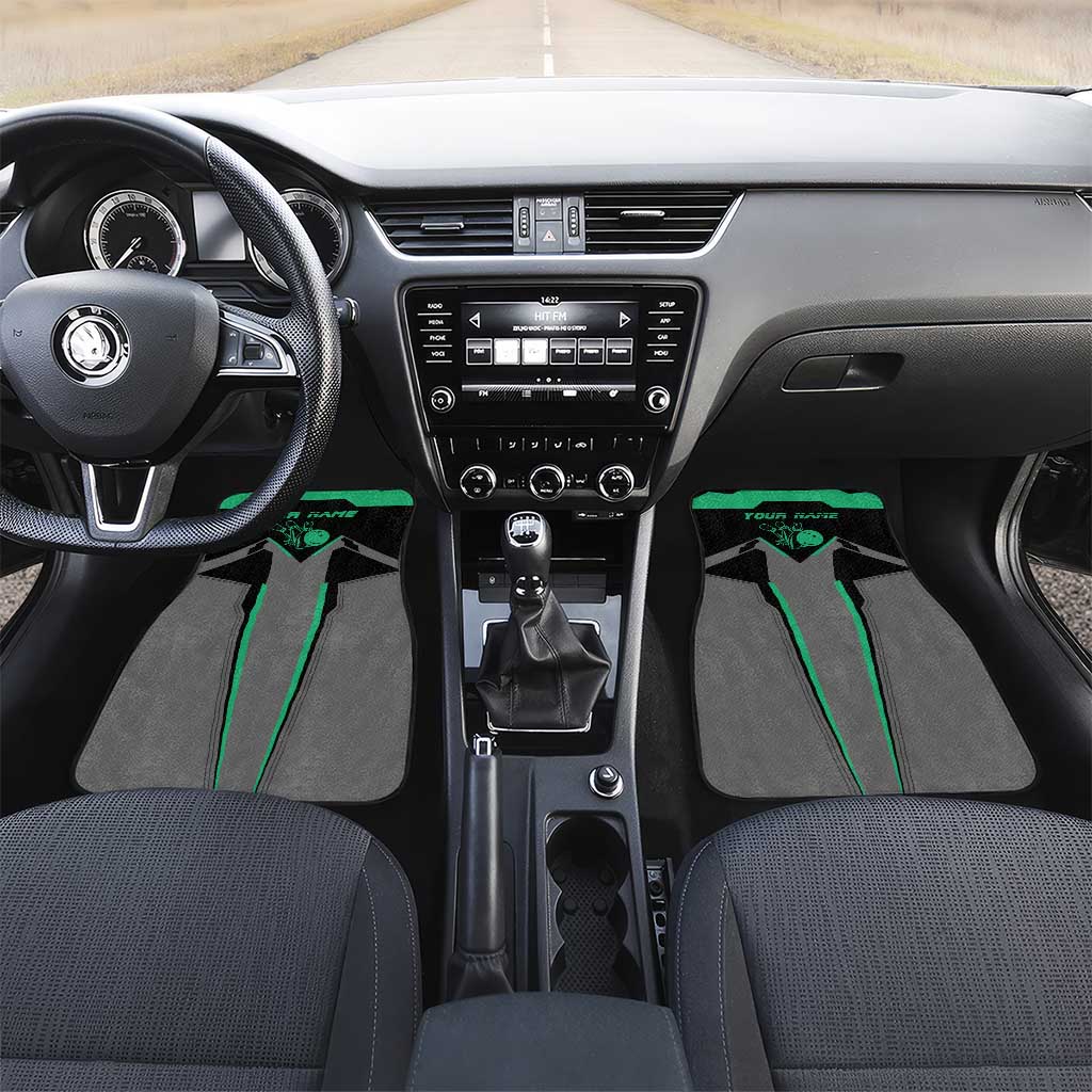 Personalized Bowling Heartbeat Team Car Mats For Bowlers Green and Gray - Wonder Print Shop