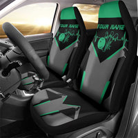Personalized Bowling Heartbeat Team Car Seat Cover For Bowlers Green and Gray - Wonder Print Shop