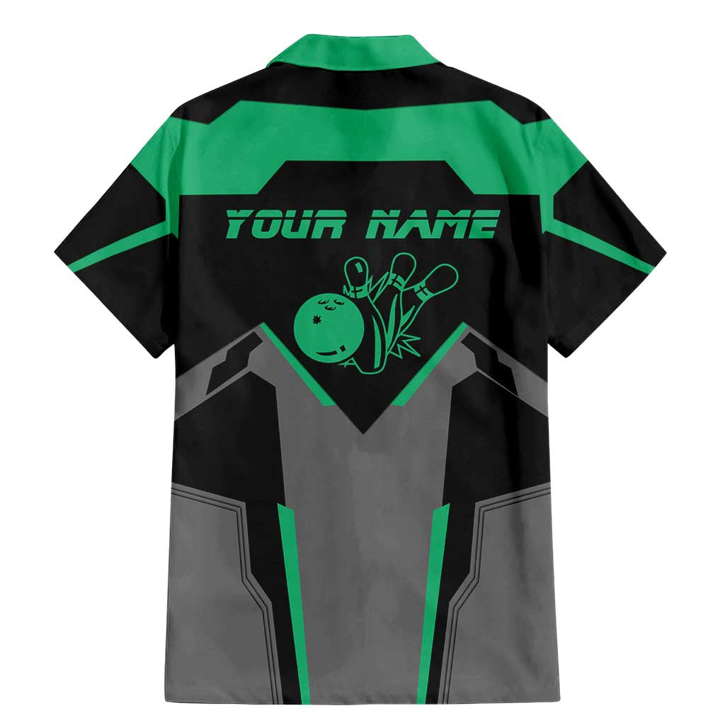 Personalized Bowling Heartbeat Team Family Matching Mermaid Dress and Hawaiian Shirt For Bowlers Green and Gray - Wonder Print Shop