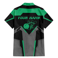 Personalized Bowling Heartbeat Team Family Matching Mermaid Dress and Hawaiian Shirt For Bowlers Green and Gray - Wonder Print Shop