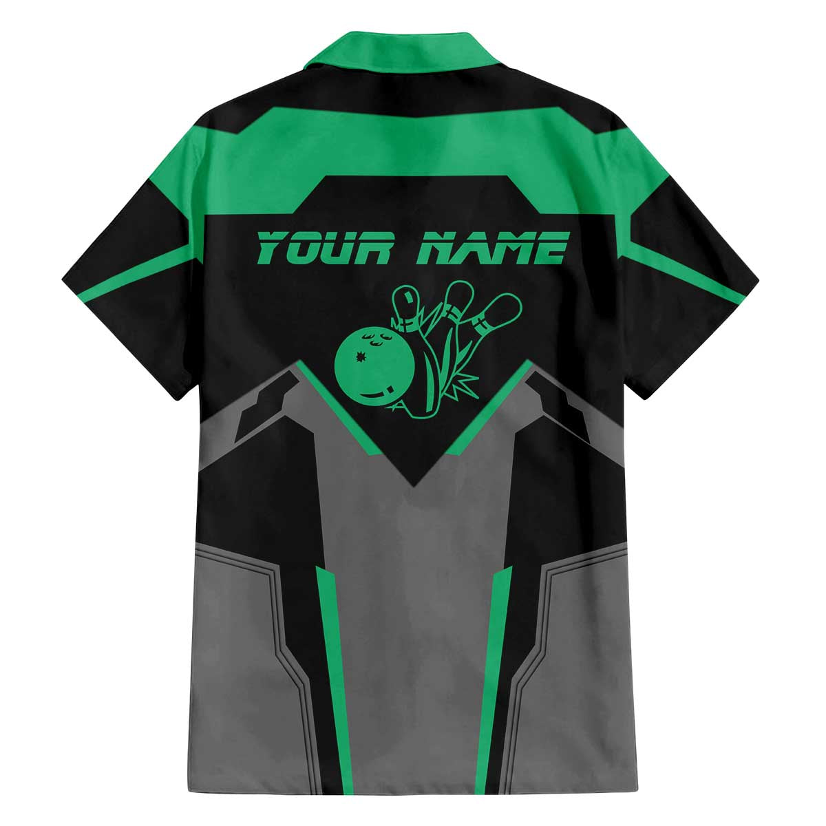 Personalized Bowling Heartbeat Team Family Matching Off The Shoulder Long Sleeve Dress and Hawaiian Shirt For Bowlers Green and Gray - Wonder Print Shop